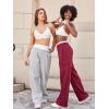 imageYEOREO Sweatpants Womens Cargo Pants Fleece Lined Wide Leg Joggers Baggy Drawstring Nairi Sweat Pants with PocketsAncora Red