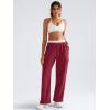 imageYEOREO Sweatpants Womens Cargo Pants Fleece Lined Wide Leg Joggers Baggy Drawstring Nairi Sweat Pants with PocketsAncora Red