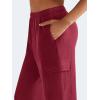imageYEOREO Sweatpants Womens Cargo Pants Fleece Lined Wide Leg Joggers Baggy Drawstring Nairi Sweat Pants with PocketsAncora Red