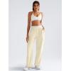 imageYEOREO Sweatpants Womens Cargo Pants Fleece Lined Wide Leg Joggers Baggy Drawstring Nairi Sweat Pants with PocketsApricot