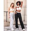 imageYEOREO Sweatpants Womens Cargo Pants Fleece Lined Wide Leg Joggers Baggy Drawstring Nairi Sweat Pants with PocketsBlack