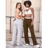 imageYEOREO Sweatpants Womens Cargo Pants Fleece Lined Wide Leg Joggers Baggy Drawstring Nairi Sweat Pants with PocketsCoffee