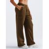 imageYEOREO Sweatpants Womens Cargo Pants Fleece Lined Wide Leg Joggers Baggy Drawstring Nairi Sweat Pants with PocketsCoffee