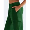 imageYEOREO Sweatpants Womens Cargo Pants Fleece Lined Wide Leg Joggers Baggy Drawstring Nairi Sweat Pants with PocketsDark Green