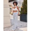 imageYEOREO Womens Wide Leg Sweatpants Drawstring Baggy Sweatpants Penny Fleece Lined Lounge Pants with PocketsLight Grey