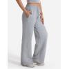 imageYEOREO Womens Wide Leg Sweatpants Drawstring Baggy Sweatpants Penny Fleece Lined Lounge Pants with PocketsLight Grey