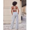 imageYEOREO Womens Wide Leg Sweatpants Drawstring Baggy Sweatpants Penny Fleece Lined Lounge Pants with PocketsLight Grey
