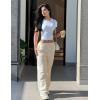 imageYEOREO Womens Wide Leg Sweatpants Drawstring Baggy Sweatpants Penny Fleece Lined Lounge Pants with PocketsMilk