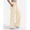 imageYEOREO Womens Wide Leg Sweatpants Drawstring Baggy Sweatpants Penny Fleece Lined Lounge Pants with PocketsMilk