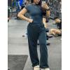 imageYEOREO Womens Wide Leg Sweatpants Drawstring Baggy Sweatpants Penny Fleece Lined Lounge Pants with PocketsOil Blue