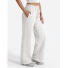 imageYEOREO Womens Wide Leg Sweatpants Drawstring Baggy Sweatpants Penny Fleece Lined Lounge Pants with PocketsWhite Grey