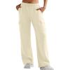 imageYEOREO Sweatpants Womens Cargo Pants Fleece Lined Wide Leg Joggers Baggy Drawstring Nairi Sweat Pants with PocketsApricot