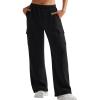 imageYEOREO Sweatpants Womens Cargo Pants Fleece Lined Wide Leg Joggers Baggy Drawstring Nairi Sweat Pants with PocketsBlack