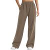 imageYEOREO Womens Wide Leg Sweatpants Drawstring Baggy Sweatpants Penny Fleece Lined Lounge Pants with PocketsCoffee