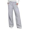 imageYEOREO Womens Wide Leg Sweatpants Drawstring Baggy Sweatpants Penny Fleece Lined Lounge Pants with PocketsLight Grey