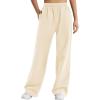 imageYEOREO Womens Wide Leg Sweatpants Drawstring Baggy Sweatpants Penny Fleece Lined Lounge Pants with PocketsMilk