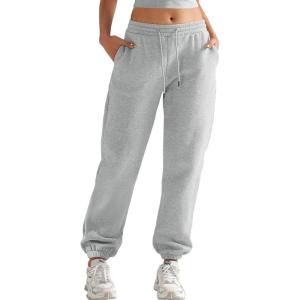 imageYEOREO Womens Fleece Jogger Cargo Sweatpants Marceline Oversize Drawstring Baggy Cinch Bottom with PocketsLight Grey
