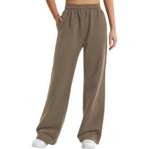imageYEOREO Womens Wide Leg Sweatpants Drawstring Baggy Sweatpants Penny Fleece Lined Lounge Pants with PocketsCoffee