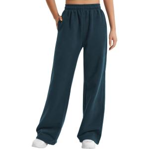 imageYEOREO Womens Wide Leg Sweatpants Drawstring Baggy Sweatpants Penny Fleece Lined Lounge Pants with PocketsOil Blue