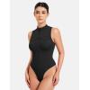 imageYEOREO CoreFlex Workout Sexy Bodysuits for Women Sleeveless Mock Neck Zip Up Cargo Jumpsuit One Piece Thong Bodysuit TopsBlack