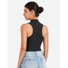 imageYEOREO CoreFlex Workout Sexy Bodysuits for Women Sleeveless Mock Neck Zip Up Cargo Jumpsuit One Piece Thong Bodysuit TopsBlack