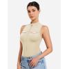 imageYEOREO CoreFlex Workout Sexy Bodysuits for Women Sleeveless Mock Neck Zip Up Cargo Jumpsuit One Piece Thong Bodysuit TopsCream