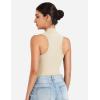 imageYEOREO CoreFlex Workout Sexy Bodysuits for Women Sleeveless Mock Neck Zip Up Cargo Jumpsuit One Piece Thong Bodysuit TopsCream