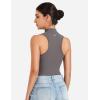 imageYEOREO CoreFlex Workout Sexy Bodysuits for Women Sleeveless Mock Neck Zip Up Cargo Jumpsuit One Piece Thong Bodysuit TopsGrey