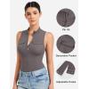 imageYEOREO CoreFlex Workout Sexy Bodysuits for Women Sleeveless Mock Neck Zip Up Cargo Jumpsuit One Piece Thong Bodysuit TopsGrey