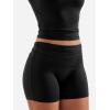 imageYEOREO Lounge Sets for Women 2 Piece Short Sleeve Square Neck Tops Casual Outfits Fold Over Shorts Workout TracksuitBlack
