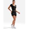 imageYEOREO Lounge Sets for Women 2 Piece Short Sleeve Square Neck Tops Casual Outfits Fold Over Shorts Workout TracksuitBlack
