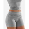 imageYEOREO Lounge Sets for Women 2 Piece Short Sleeve Square Neck Tops Casual Outfits Fold Over Shorts Workout TracksuitLight Gray