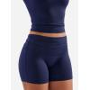 imageYEOREO Lounge Sets for Women 2 Piece Short Sleeve Square Neck Tops Casual Outfits Fold Over Shorts Workout TracksuitNavy