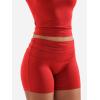 imageYEOREO Lounge Sets for Women 2 Piece Short Sleeve Square Neck Tops Casual Outfits Fold Over Shorts Workout TracksuitRed