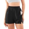 imageYEOREO Pearlire Running Shorts for Women Pockets Quick Dry Mid Rise Elastic Athletic Workout Gym ShortsBlack