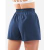 imageYEOREO Pearlire Running Shorts for Women Pockets Quick Dry Mid Rise Elastic Athletic Workout Gym ShortsDeep Blue