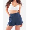 imageYEOREO Pearlire Running Shorts for Women Pockets Quick Dry Mid Rise Elastic Athletic Workout Gym ShortsDeep Blue