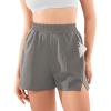 imageYEOREO Pearlire Running Shorts for Women Pockets Quick Dry Mid Rise Elastic Athletic Workout Gym ShortsLight Gray