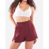 imageYEOREO Pearlire Running Shorts for Women Pockets Quick Dry Mid Rise Elastic Athletic Workout Gym ShortsWine Red