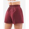 imageYEOREO Pearlire Running Shorts for Women Pockets Quick Dry Mid Rise Elastic Athletic Workout Gym ShortsWine Red
