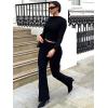 imageYEOREO Two Piece Sets for Women Long Sleeve Tops Lounge Set Drawstring Wide Leg Pants Ava MatchingBlack
