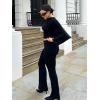 imageYEOREO Two Piece Sets for Women Long Sleeve Tops Lounge Set Drawstring Wide Leg Pants Ava MatchingBlack