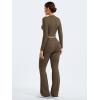 imageYEOREO Two Piece Sets for Women Long Sleeve Tops Lounge Set Drawstring Wide Leg Pants Ava MatchingBrown