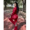 imageYEOREO Two Piece Sets for Women Long Sleeve Tops Lounge Set Drawstring Wide Leg Pants Ava MatchingCherry Red
