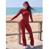 imageYEOREO Two Piece Sets for Women Long Sleeve Tops Lounge Set Drawstring Wide Leg Pants Ava MatchingCherry Red