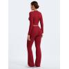 imageYEOREO Two Piece Sets for Women Long Sleeve Tops Lounge Set Drawstring Wide Leg Pants Ava MatchingCherry Red