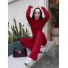 imageYEOREO Two Piece Sets for Women Long Sleeve Tops Lounge Set Drawstring Wide Leg Pants Ava MatchingCherry Red