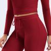 imageYEOREO Two Piece Sets for Women Long Sleeve Tops Lounge Set Drawstring Wide Leg Pants Ava MatchingCherry Red