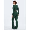 imageYEOREO Two Piece Sets for Women Long Sleeve Tops Lounge Set Drawstring Wide Leg Pants Ava MatchingDark Green