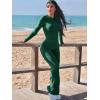 imageYEOREO Two Piece Sets for Women Long Sleeve Tops Lounge Set Drawstring Wide Leg Pants Ava MatchingDark Green